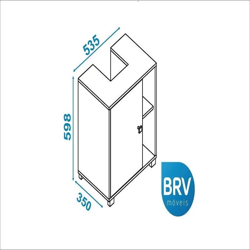 Balcão Para Banheiro 1 Porta 1 Prateleira Bbn 01 - Branco