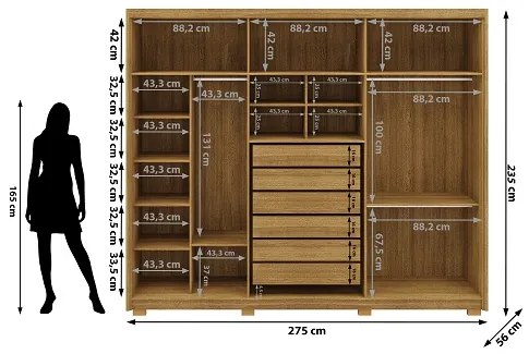 Guarda Roupa Dubai Majestic 6 Portas e 6 Gavetas Nature - Vila Rica Móveis