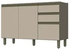 Balcão Gabinete Para Pia 120cm 2 Portas 3 Gavetas Sem Tampo Connect Du