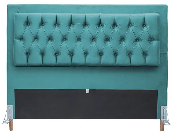 Cabeceira Cama Box Casal 140cm Paris Capitonê Suede Turquesa - Sheep Estofados - Água