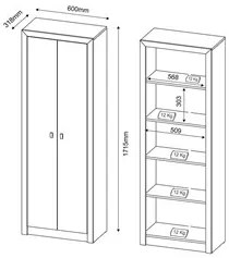 Armário de 171,5 cm para Home Office 02 Portas ME4105 Nogal - Tecno Mo