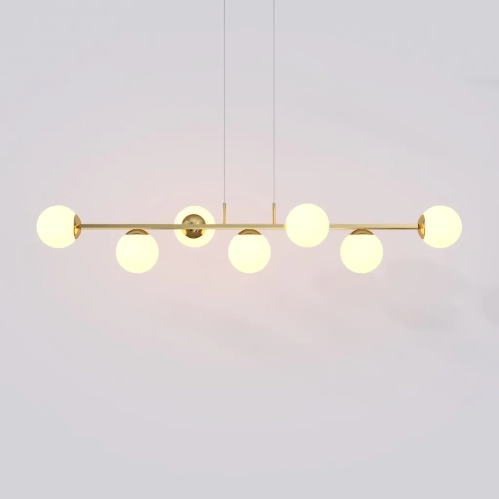 Pendente Jabuticaba Linear Long Retângular 26X20X120Cm Alumínio E Glob... (PRETO, FOSCO)