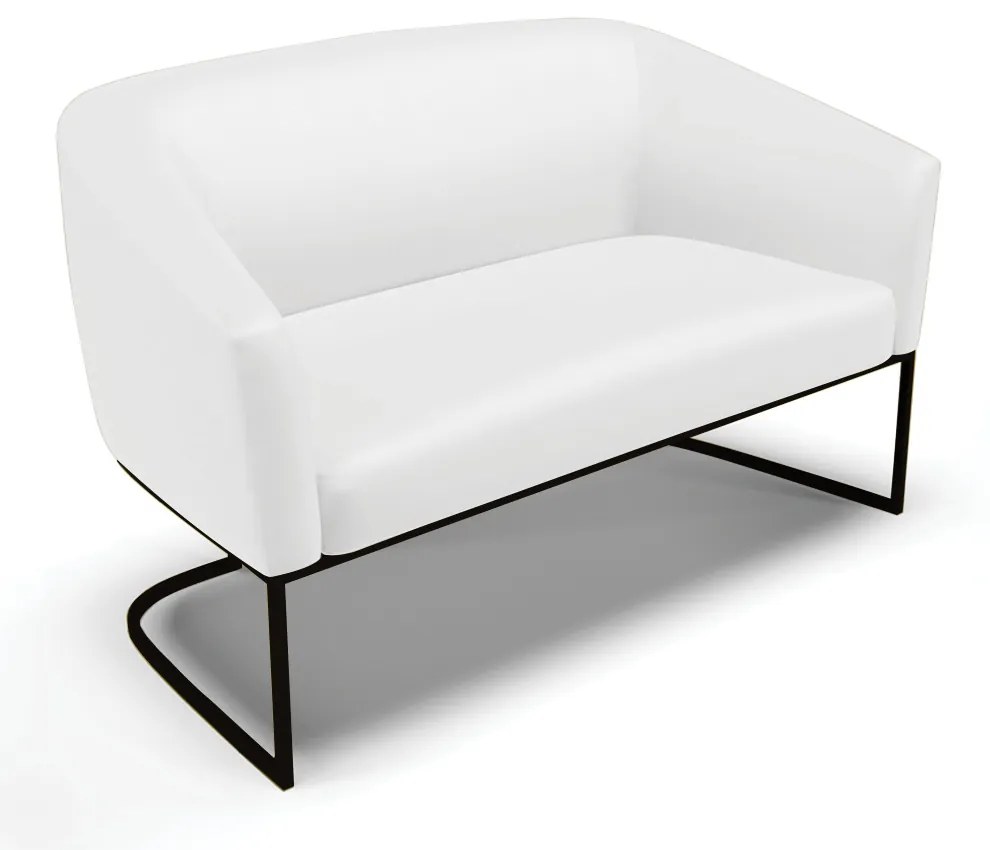 Sofá 2 Lugares Namoradeira Industrial Preto Stella Sintético D03 - D'Rossi - Branco