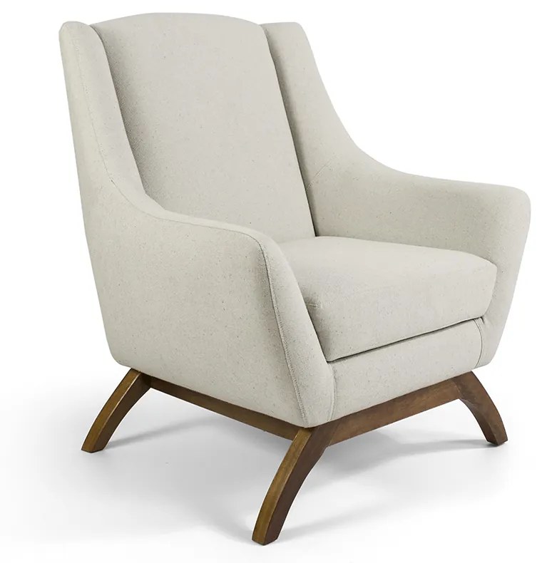 Poltrona Juliet Linho Cru C-316 Base de Madeira D07 - D'Rossi