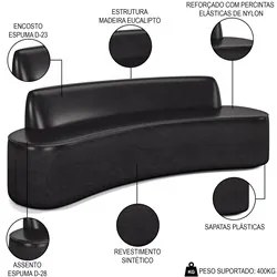 Sofá 4 Lugares para Sala de Estar Living 260cm Koane D06 Sintético Pre