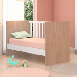 Berço Americano Mini Cama Doce Sonho Carvalho/Branco - Qmovi