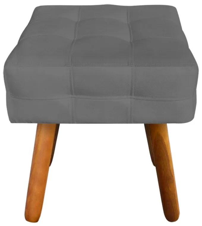 Puff Banqueta Decorativo Pé Palito de Madeira Elisa Suede Grafite D03 - D'Rossi