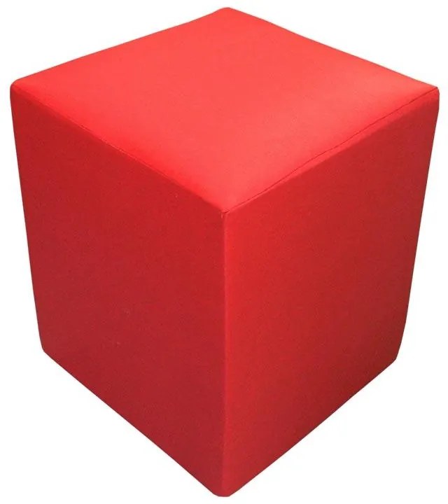 Mini Puff Pop Quadrado em Couro Sintético - Vermelho