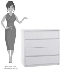 Cômoda Quarto Solteiro 4 Gavetas Blank F04 Branco - Mpozenato