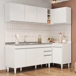 Armário de Cozinha Modulado de Canto Esquerdo 4 Peças CP51 com Pia Ino