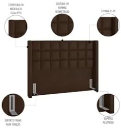 Cabeceira Cama Box Queen 160cm Pisa Z37 Sintético Marrom - Mpozenato