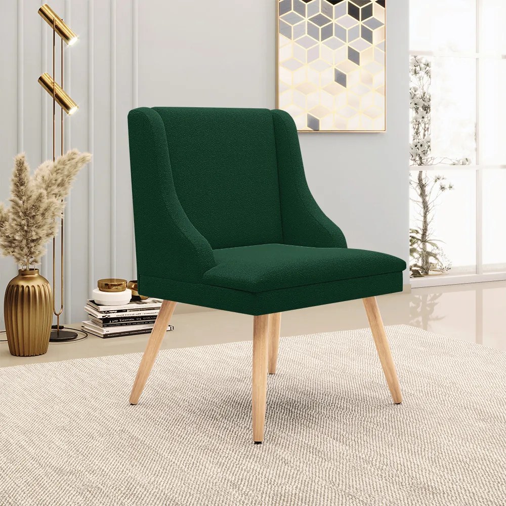 Cadeira Sala de Jantar Pé Palito Natural Liz Boucle D03 - D'Rossi - Verde