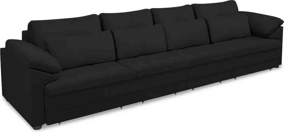 Sofá Retrátil Manual Sala de Estar Nolan Bipartido 379cm Conforto Premium em Couro Preto G58 - Gran Belo