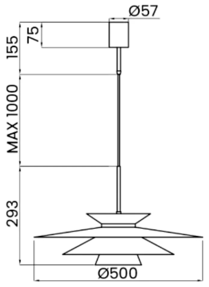 Pendente Tule Led Ø50X30Cm 26,5W Bivolt - Usina 19800/50 (PT - Preto Texturizado, 3000k)