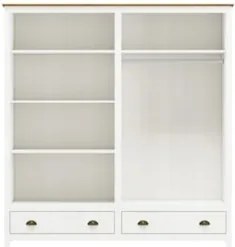 Guarda Roupa Casal 176cm 4 Portas 2 Gavetas Lázio Branco/Freijó F07 -