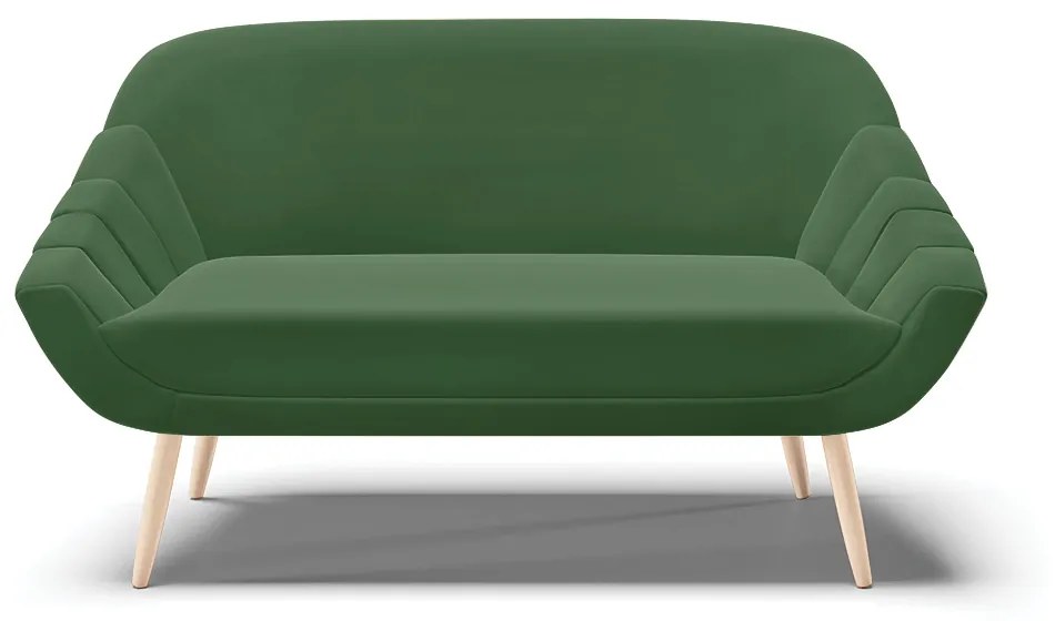 Kit 01 Namoradeira 02 Lugares e 02 Poltronas Giovana Suede Verde Pés Palito Natural - D'Rossi