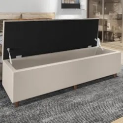 Recamier Baú Estofado Queen 160cm Horus Sintético Bege Z04 - Mpozenato
