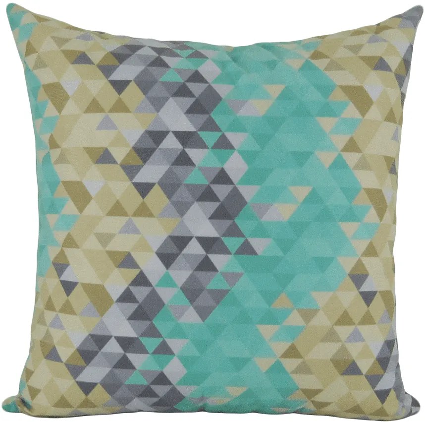 Capa almofada LYON Veludo estampado Triangulos Turquesa 50x50cm