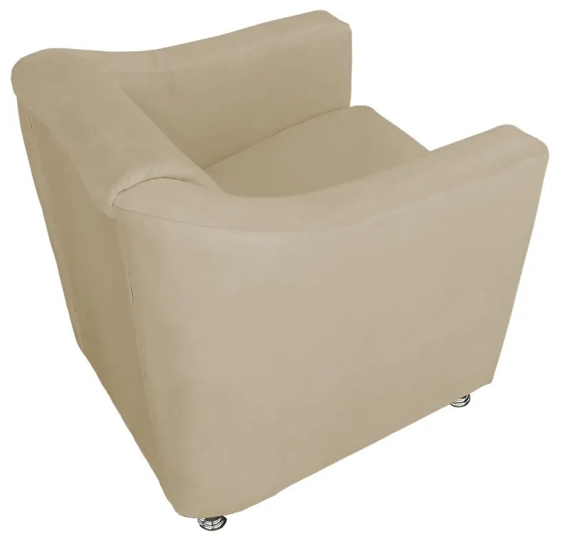 Poltrona Puff Cecilia Suede Decorativa Sala Recepção Nude