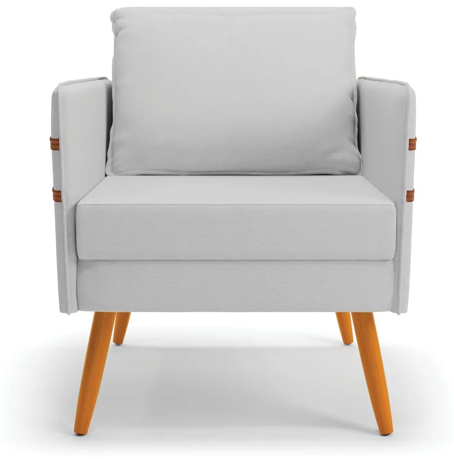 Kit 01 Namoradeira 02 Lugares e 02 Poltronas Mari Linho Cinza A05 Pés Palito Castanho - D'Rossi