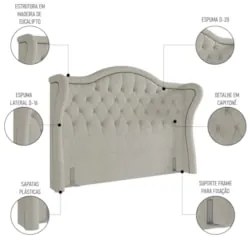 Cabeceira Cama Box Casal Queen 160cm Antibes Z37 Boucle Cru - Mpozenat