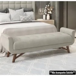 Puff Recamier Calçadeira 195cm Base Madeira Neville Z37 Boucle Cru - M