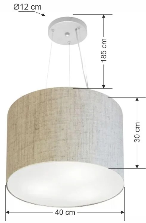 Lustre Pendente Cilíndrico Md-4183 Cúpula em Tecido 40x30cm Rustico Bege - Bivolt