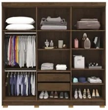 Guarda Roupa Casal 218cm Com Espelho Bolty Imbuia Rústico V02 - Mpozen