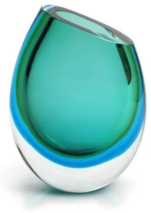 Vasinho 96 Bicolor Verde com Água-marinha Murano Cristais Cadoro