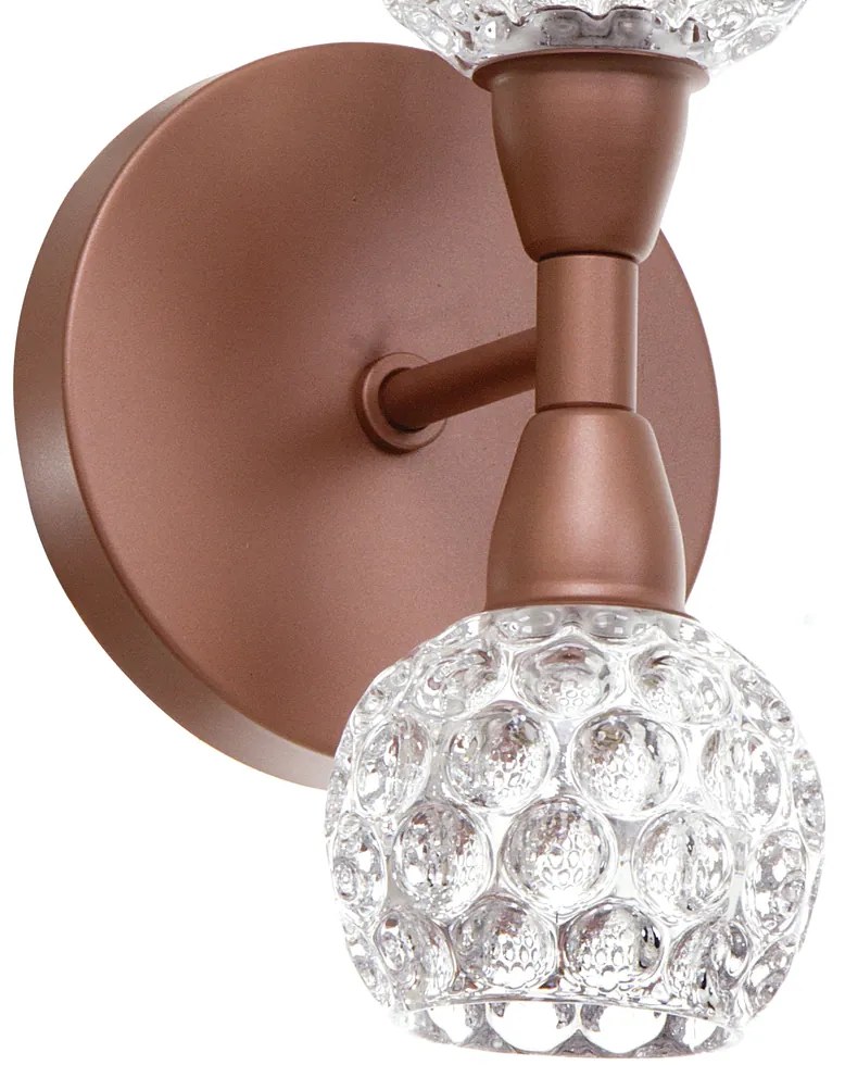 Arandela Bolinha Dupla 12X13X22Cm Metal E Vidro Cristal Ø8Cm 02Xg9 | O... (COBRE FOSCO, AMBAR)