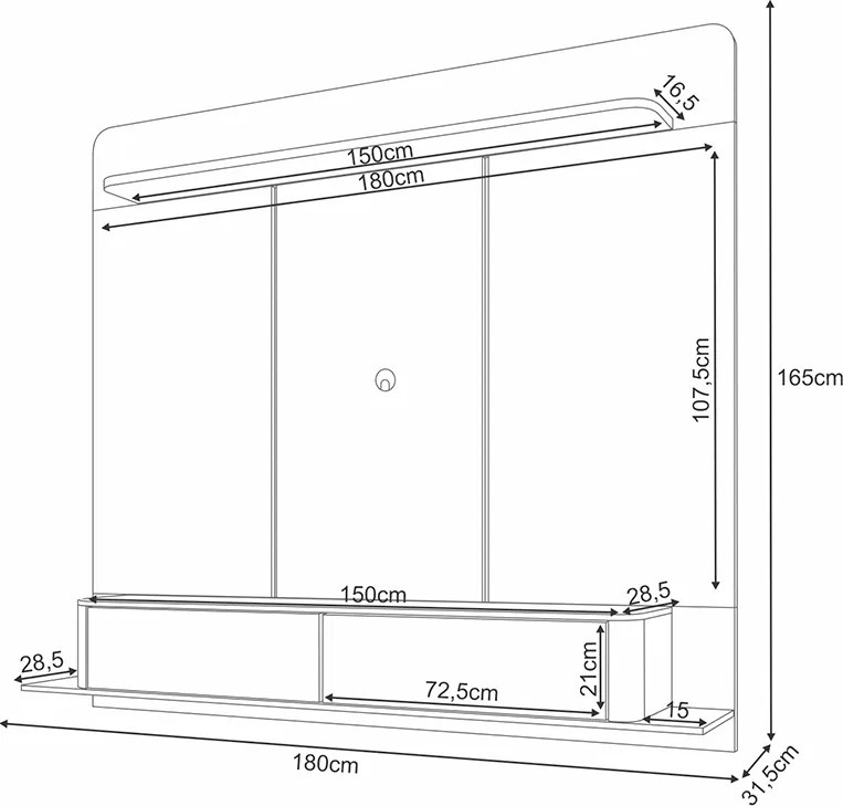 Home Painel Galax Suspenso para TV até 70 Polegadas Off White/Castanho G26 - Hb Móveis