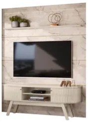 Painel para TV 75 Pol com Rack Bancada 208cm Luna Z10 Calacata/Off Whi