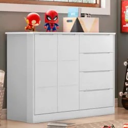 Cômoda Infantil 2 Portas 4 Gavetas Lilly Z39 Branco - Mpozenato