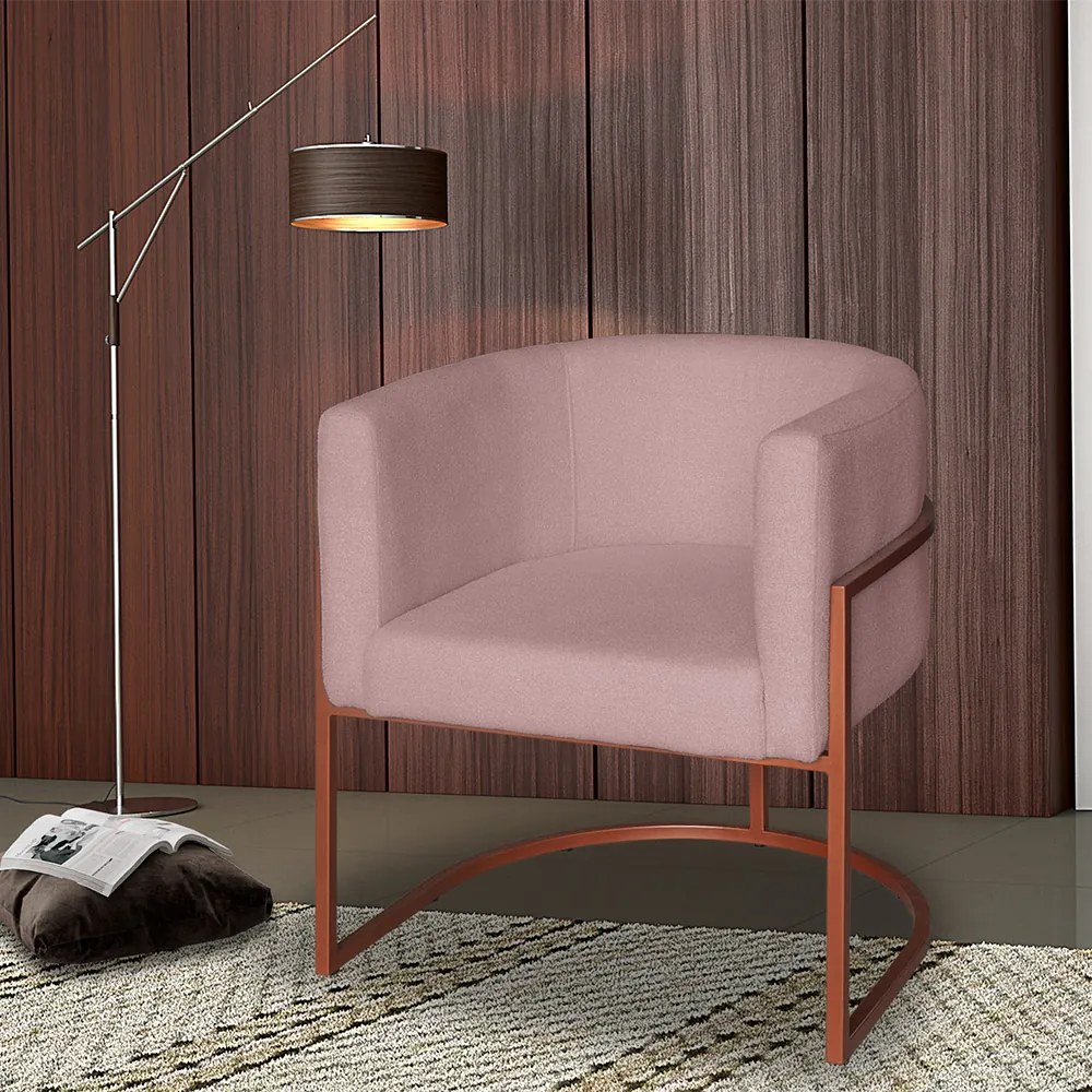 Poltrona Base Industrial Bronze Kit 2 Lety Veludo - Rose
