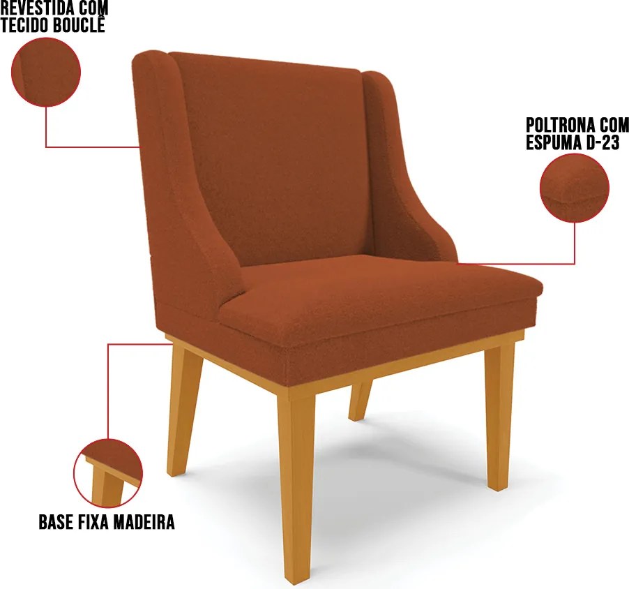 Cadeira Sala de Jantar Base Madeira Castanho Liz Bouclê D03 - D'Rossi - Terra