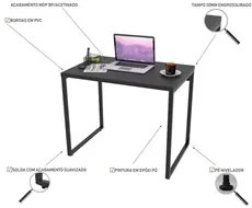 Kit 2 Mesas de Escritório Office 90cm Estilo Industrial Prisma C08 Pre