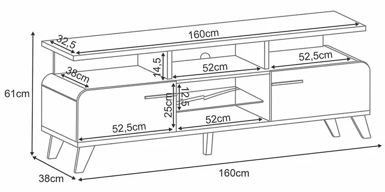 Rack para Sala Bancada de TV 70 Pol 200cm Zuri 1.6 H01 - D'Rossi - Off White e Castanho