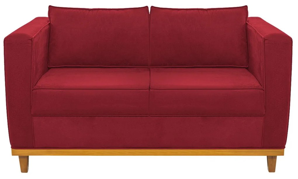 Sofá 2 Lugares Europa Suede Vermelho ADJ Decor