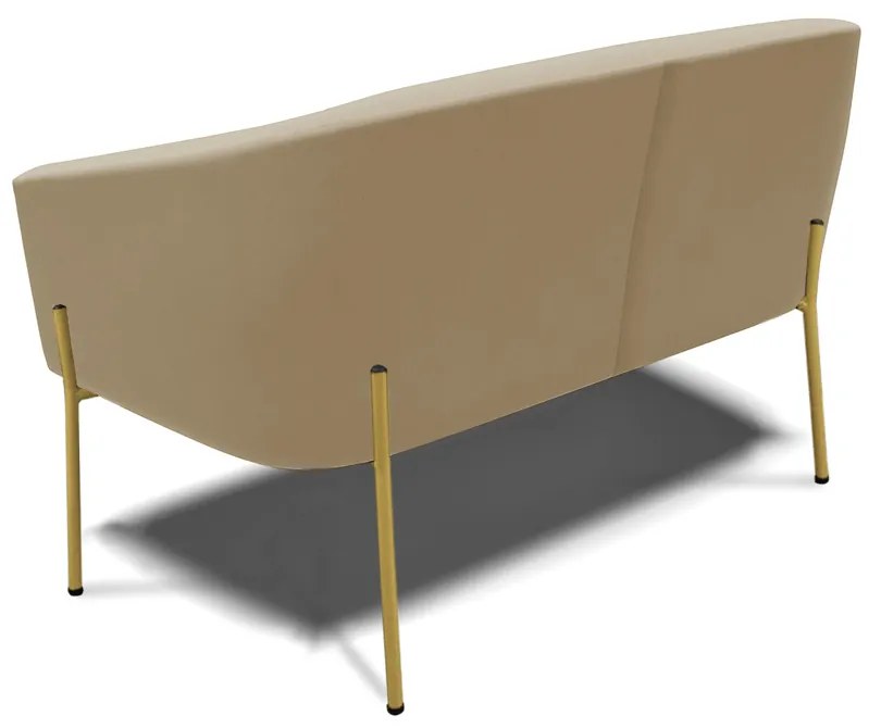 Sofá Namoradeira e Poltrona Pé de Ferro Dourado Stella Suede D03 - D'Rossi - Marrom Rato