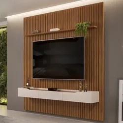 Painel para TV 75 Pol Ripado com Bancada Suspensa 275x240cm Pratisk D0