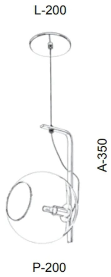 Pendente Globo Suporte 20X20X35Cm Metal E Globo Ø20Cm 01Xg9 |Old Artis... (BRANCO, AMBAR)
