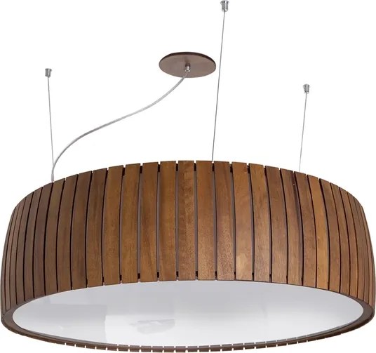 Pendente Acrilico E Madeira Imbuia Barril Ripado