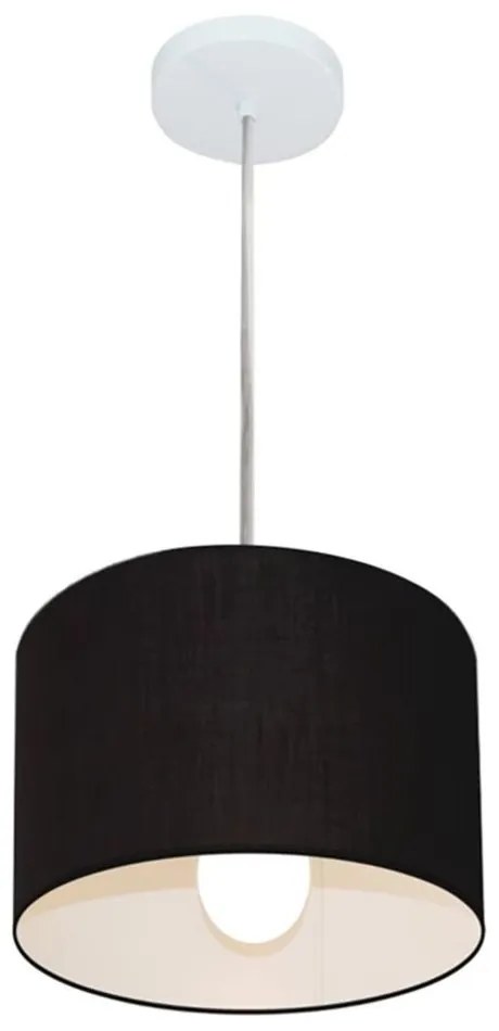Lustre Pendente Cilíndrico Md-4201 Cúpula em Tecido 25x25cm Preto - Bivolt