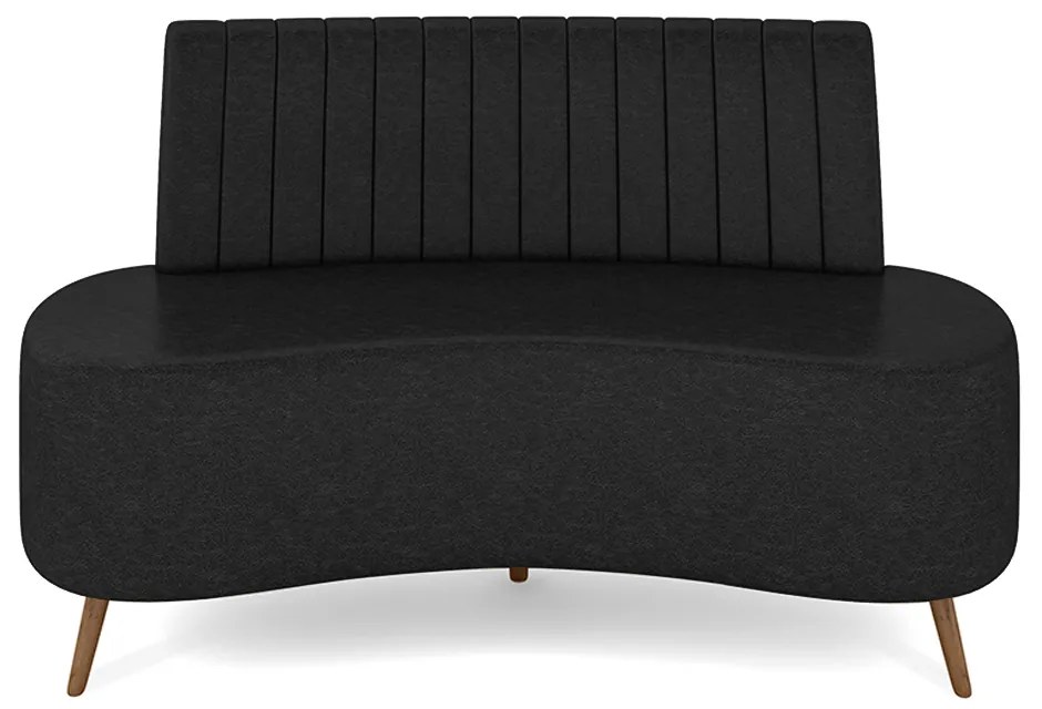 Sofá Living Decorativo 2 Lugares 1,60M Katara Preto Corino G33 - Gran Belo