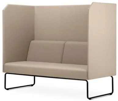 Sofa Privativo Pix com Divisoria e Assento Crepe Bege Base Aco Preto - 55083 Sun House