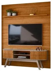 Painel para TV 75 Pol com Rack Bancada 208cm Luna M01 Fendi/Naturale -
