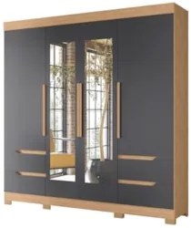 Guarda Roupa Casal 212cm com Espelho Vivacce Freijó/Titanium - Albatro
