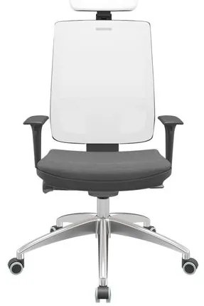 Cadeira Office Brizza Tela Branca Com Encosto Assento Poliéster Cinza Autocompensador 126cm - 63274 Sun House