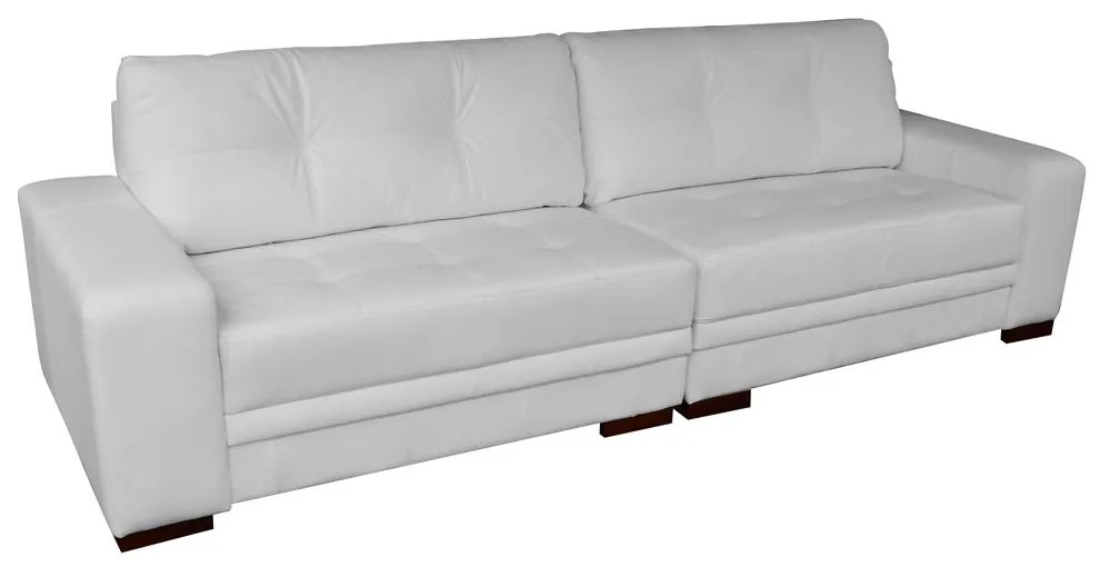 Sofá 3 Lugares Bipartido Sala de Estar Milano 240cm Couro Branco G58 - Gran Belo