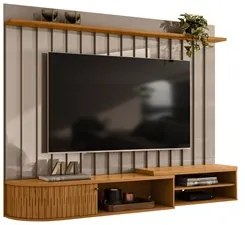 Painel para TV 75 Pol com Bancada Suspensa 207cm Emília M01 Fendi/Natu